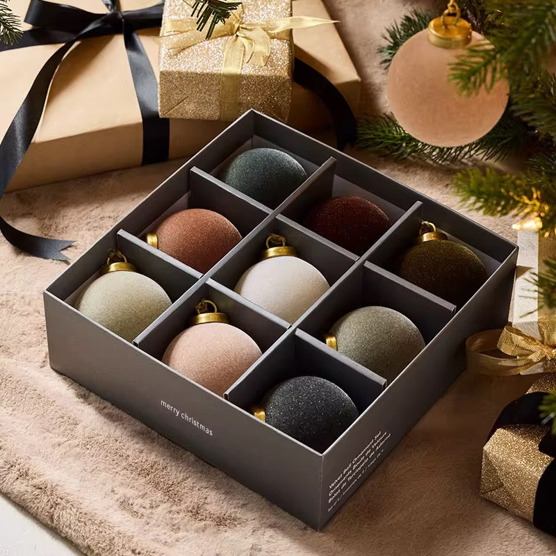 Christmas Balls - Premium Plush Ball Set 8cm | 9 pcs